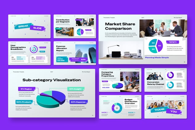 圆形饼形图keynote模板 - 顶尖PPT