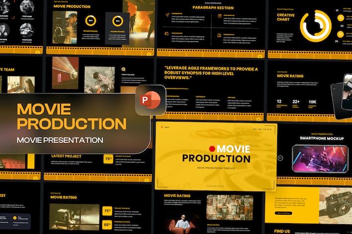 暗黑电影制作主题幻灯片PPT模板 - 顶尖PPT