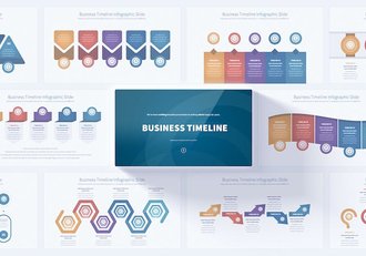 商务风格时间轴流程图形PPT模板 - 顶尖PPT