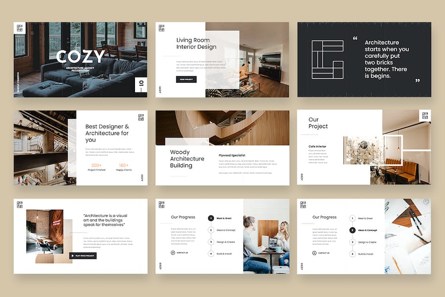 高端室内装修设计PPT模板 - 顶尖PPT