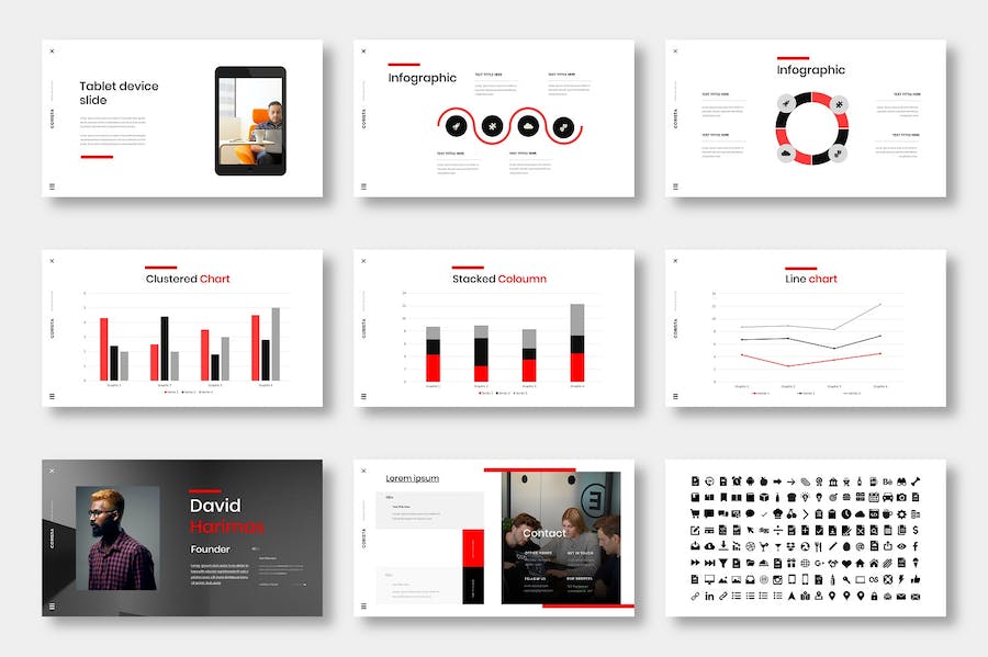 红色主题商务企业品牌宣传推广Keynote模板 - 顶尖PPT
