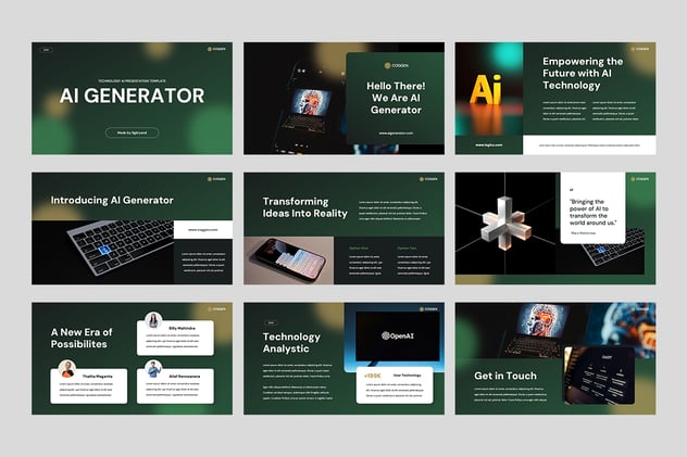 AI内容生成器产品推广方案keynote模板 - 顶尖PPT