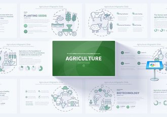 农业种植蔬菜养殖家畜农业杀虫概念插画keynote模板 - 顶尖PPT