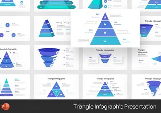 蓝紫色金字塔三角信息图形PPT模板 - 顶尖PPT