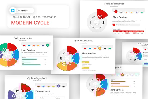 现代循环信息图形Keynote主题模板 - 顶尖PPT