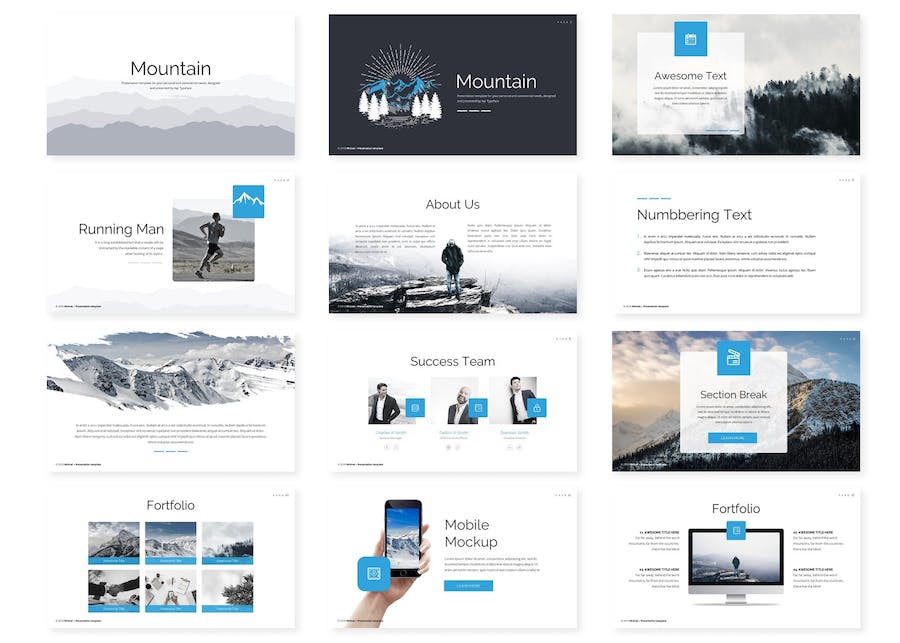 山地户外旅游景点介绍PPT模板 - 顶尖PPT