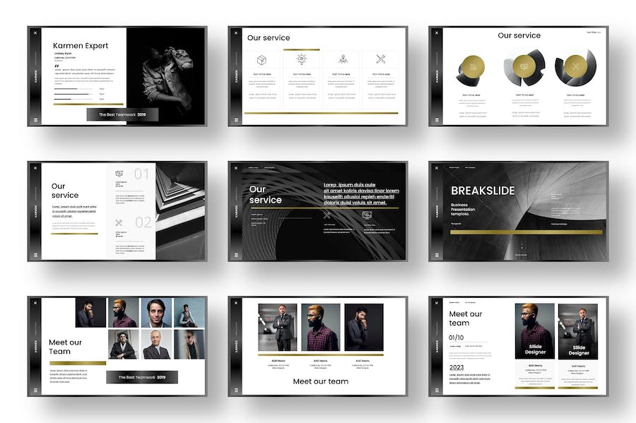 橙黑色图片展示商务计划PPT模板 - 顶尖PPT