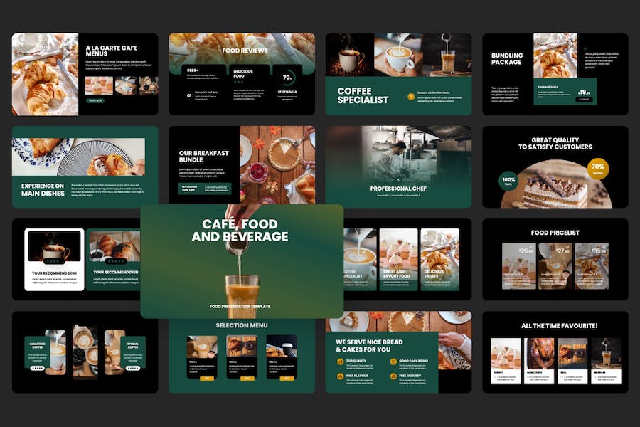 咖啡馆活动餐饮美食介绍展示国外PPT模板 - 顶尖PPT