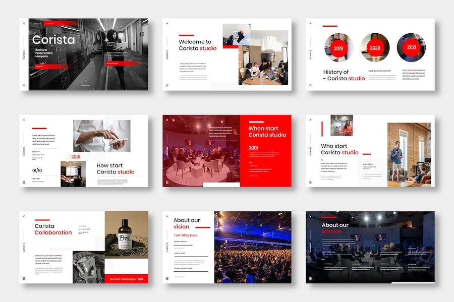 红色主题商务企业品牌宣传推广Keynote模板 - 顶尖PPT