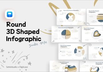 圆形3D信息图形涂鸦风格keynote模板 - 顶尖PPT