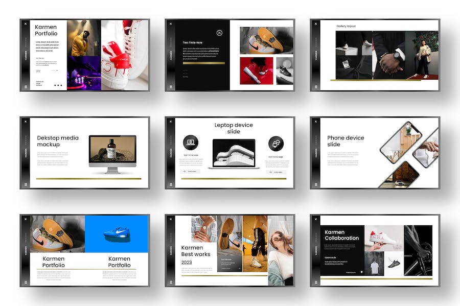 橙黑色图片展示商务计划PPT模板 - 顶尖PPT