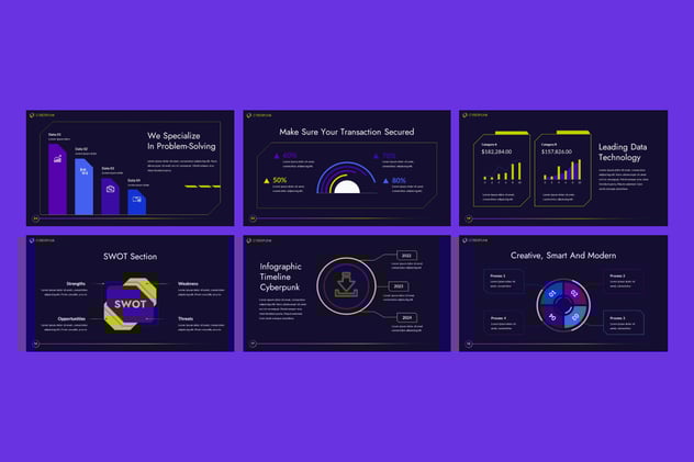 赛博朋克主题科技AI风格keynote模板 - 顶尖PPT