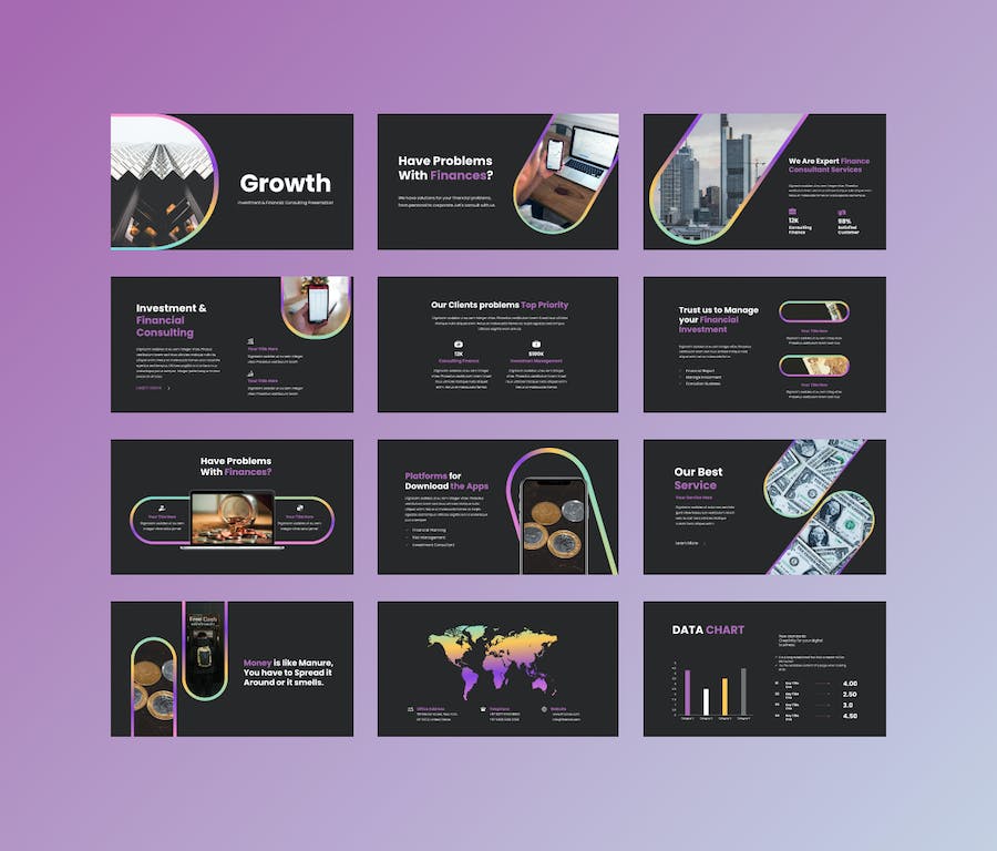 金融行业增长投资财务情况展示PPT模板 - 顶尖PPT