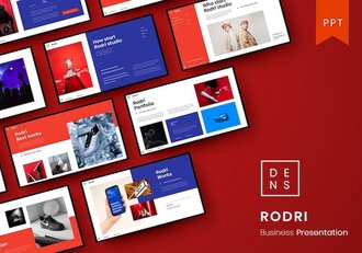 红色欧美商务风格作品展示PPT模板 - 顶尖PPT