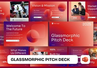 玻璃形态商务商业风格PPT模板 - 顶尖PPT