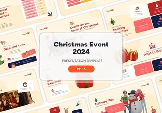 3D圣诞节人物图形圣诞节活动2024派对PPT模板 - 顶尖PPT