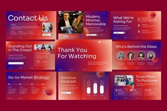 玻璃形态商务商业风格PPT模板 - 顶尖PPT