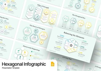 线稿六角关系图形PPT模板 - 顶尖PPT