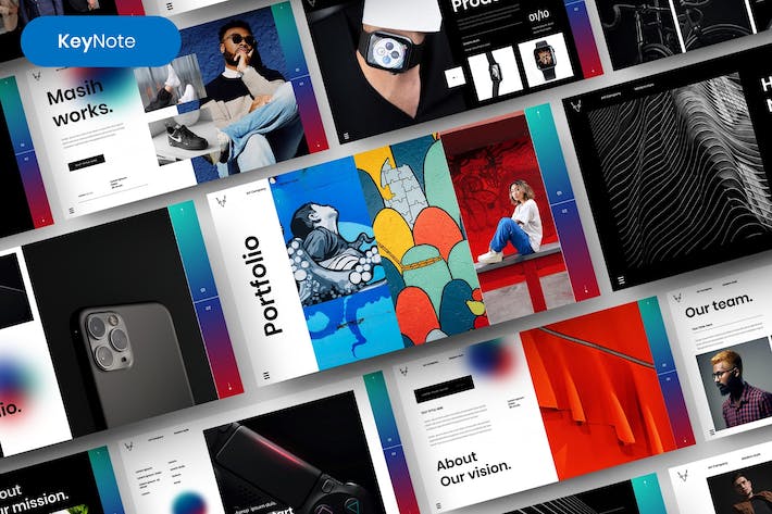 多彩图片拼贴商务宣传Keynote模板 - 顶尖PPT