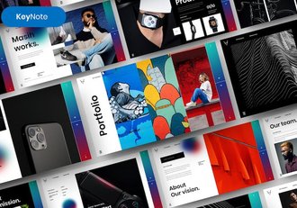 多彩图片拼贴商务宣传Keynote模板 - 顶尖PPT