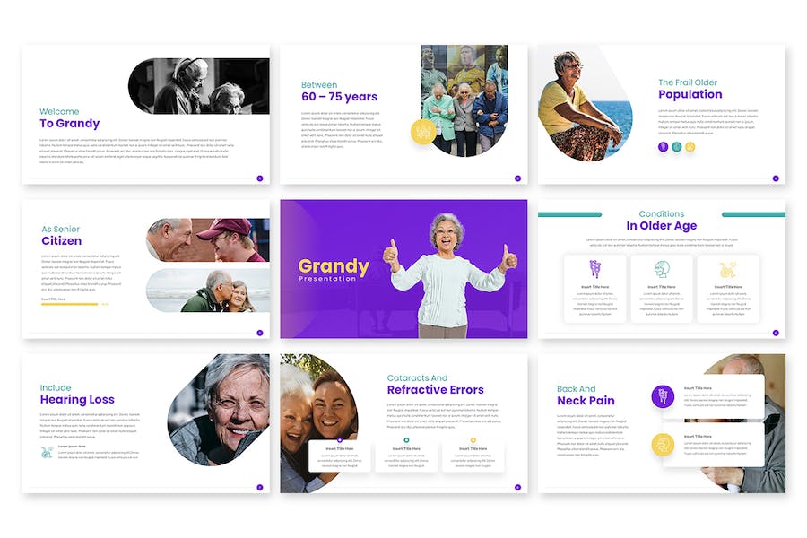时尚创意关爱老年人PPT模板 - 顶尖PPT