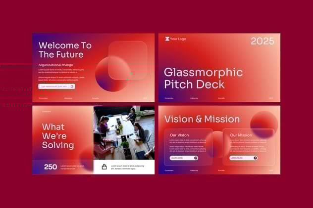 玻璃形态商务商业风格PPT模板 - 顶尖PPT