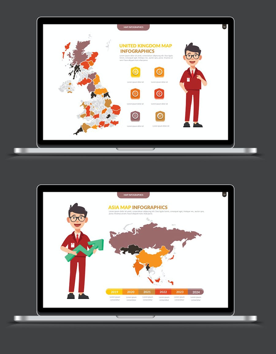 卡通人物介绍世界地图PPT全球各个国家地图及省份地图图形PPT模板 - 顶尖PPT