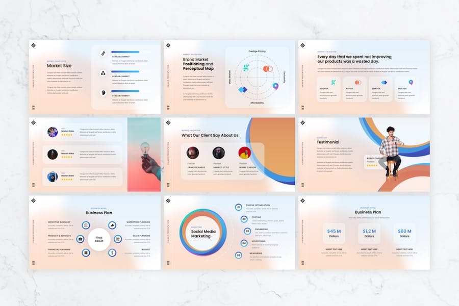 虚化模糊背景欧美科技商务通用PPT模板 - 顶尖PPT