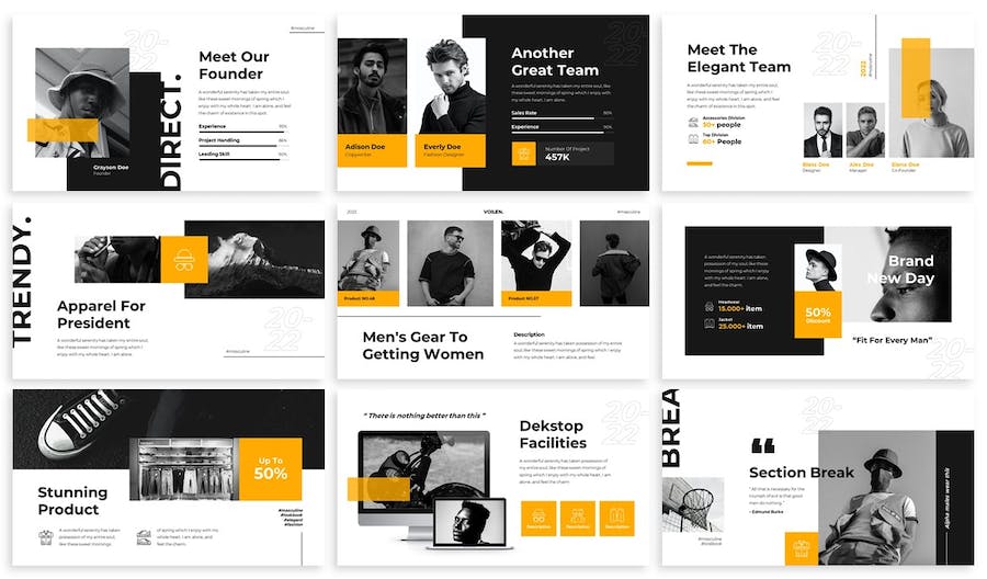 时尚品牌服装男人装PPT模板 - 顶尖PPT