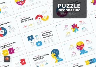 拼图式信息图表数据可视化PPT模板 - 顶尖PPT