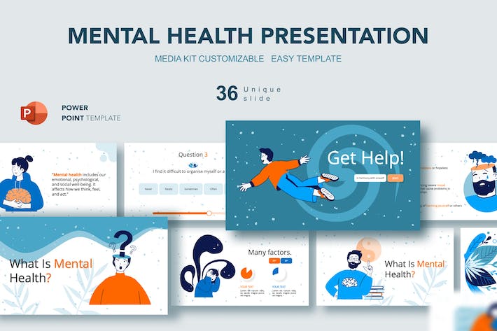 心理健康主题卡通插画PPT图解 - 顶尖PPT