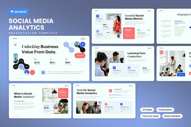 社交媒体市场调研分析keynote模板 - 顶尖PPT