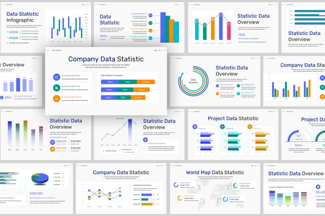 条形图数据统计图形PPT模板 - 顶尖PPT