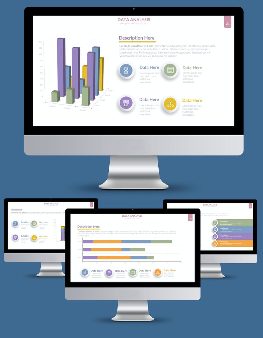 微立体柱形图统计图表keynote模板 - 顶尖PPT