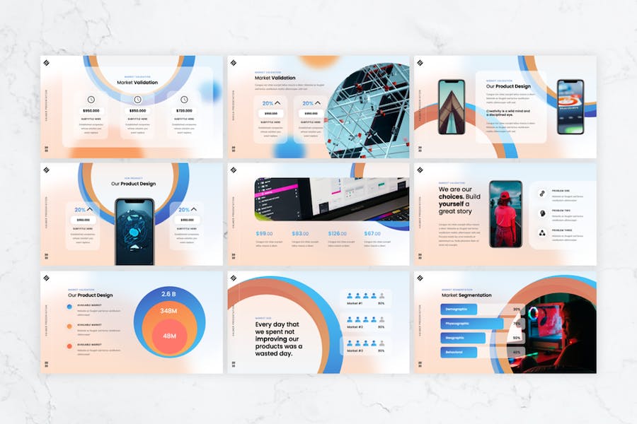 虚化模糊背景欧美科技商务通用PPT模板 - 顶尖PPT