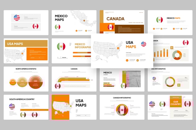北美信息图形keynote模板 - 顶尖PPT