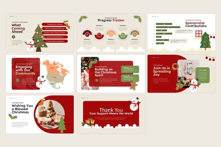 创业卡通风国外圣诞节派对活动keynote模板 - 顶尖PPT