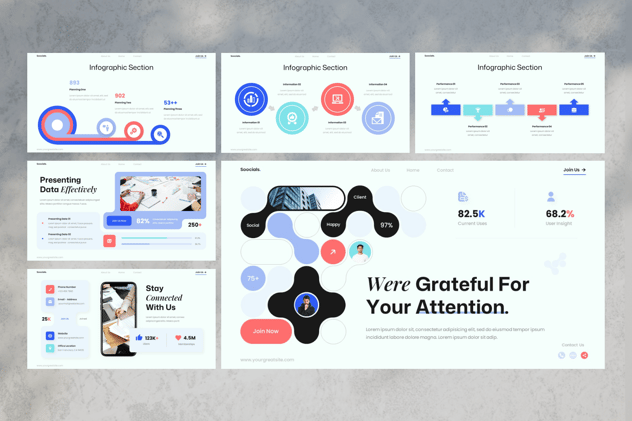 社交媒体市场调研分析keynote模板 - 顶尖PPT