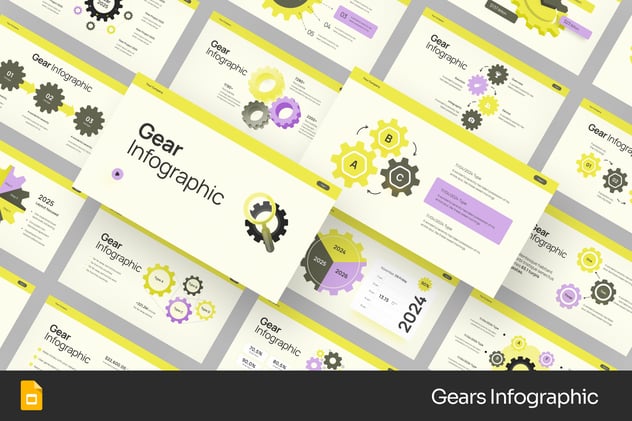 淡黄色齿轮关系图形PPT模板 - 顶尖PPT