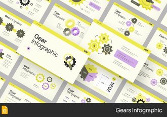 淡黄色齿轮关系图形PPT模板 - 顶尖PPT