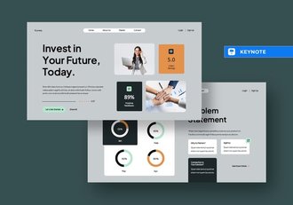 蓝灰色市场投资分析keynote模板 - 顶尖PPT