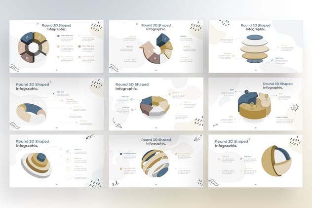 圆形3D信息图形涂鸦风格keynote模板 - 顶尖PPT