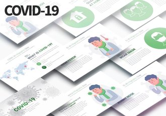 肺炎感冒发烧预防治疗插画图形PPT模板 - 顶尖PPT