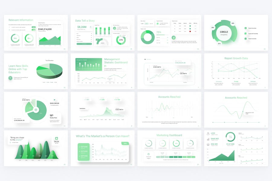 仪表盘折线图数据分析图形图表keynote模板 - 顶尖PPT