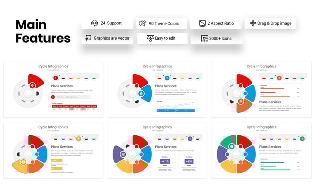 现代循环信息图形Keynote主题模板 - 顶尖PPT