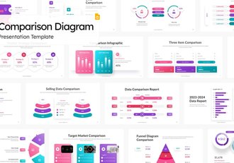彩色数据信息对比图形PPT模板 - 顶尖PPT