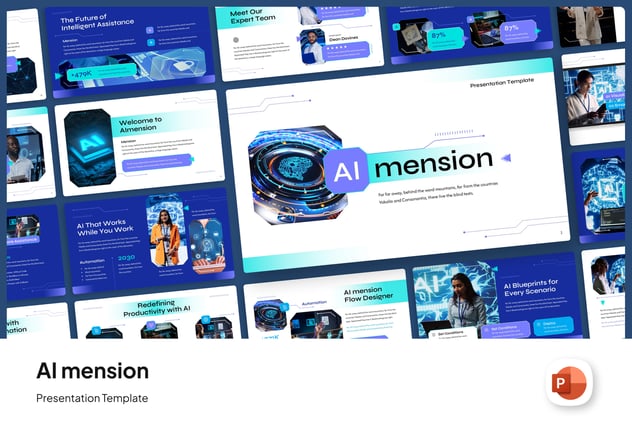 人工智能维度AI科技PPT模板 - 顶尖PPT