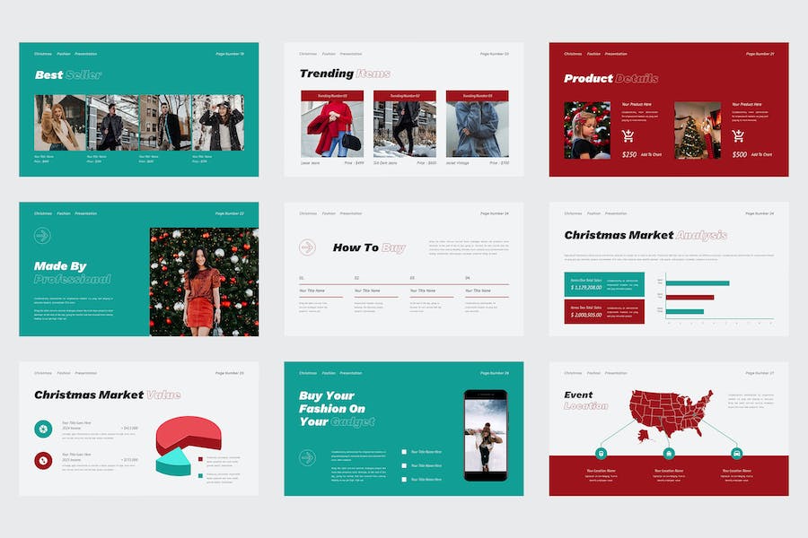 简约时尚圣诞节时尚主题keynote模板 - 顶尖PPT