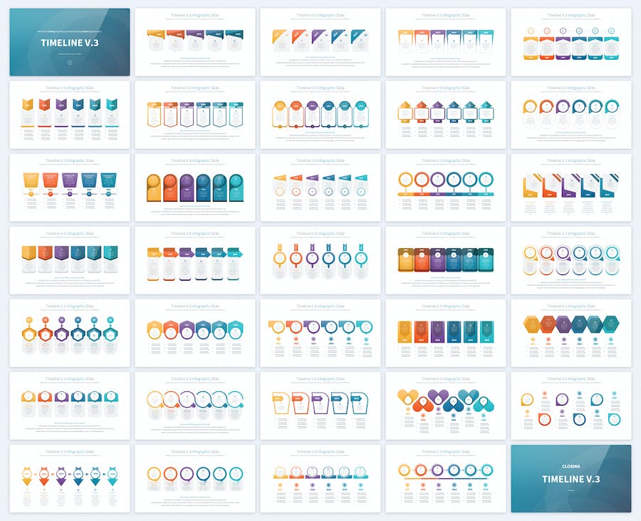 国外多种创意样式步骤图时间轴时间表信息图形keynote模板 - 顶尖PPT