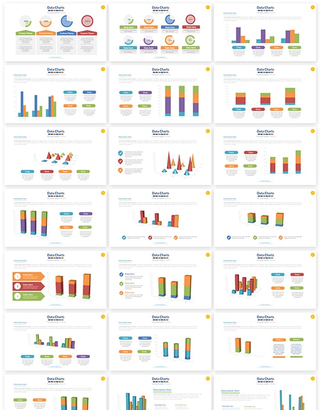 221页彩色数据图形合集PPT模板 附赠1000个图标素材 - 顶尖PPT